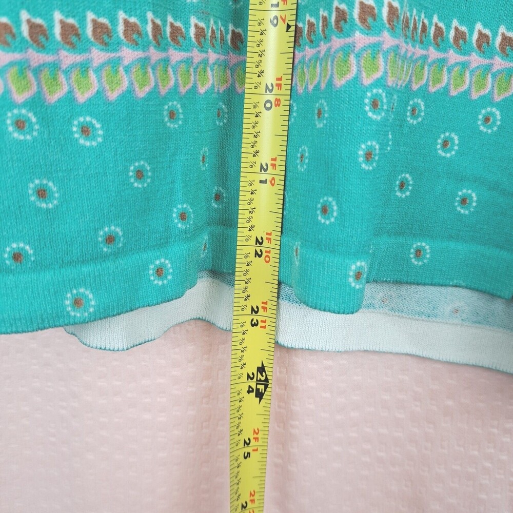 Joseph A Women Bright Blue Floral Top Stretch Lightweight 3/4 Sleeve Size L - Picture 3 of 11